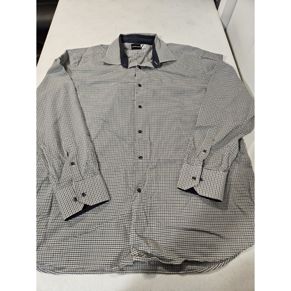 Saks Fifth Avenue Button Up Shirt‎ Mens XXL White Argyle Diamond Pattern(590